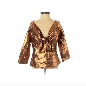Callipygian | Copper Tie Bust Button Down Top Sz 0
